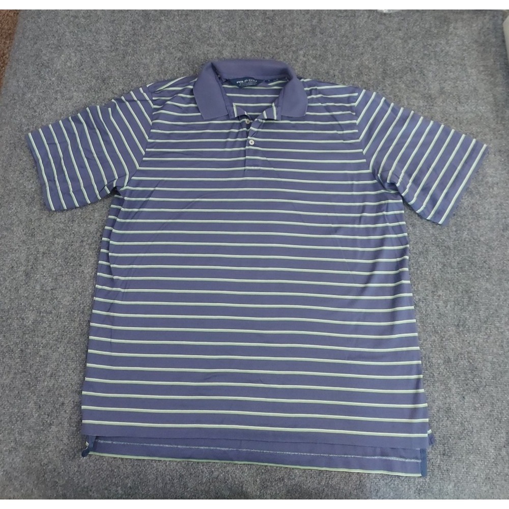 Polo Golf Ralph Lauren‎ Shirt Mens Large Purple Green Stripe Pima Cotton